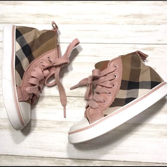 Burberry Other - Burberry Pink Nova Check High Top Sneakers Girl’s 8.5
